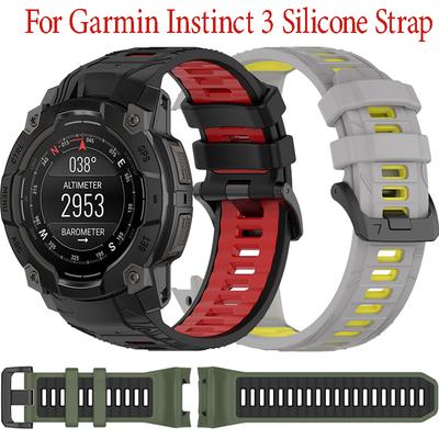 Two-tone Silicone Strap For Garmin Instinct 3 50mm 45mm Official Comfortable Bracelet Band For Garmin Instinct 3 45mm 50mm Belt