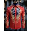 Men's Luxury Long Sleeved Shirt, Baroque Gold Floral 3D Printed Shirt, Casual and Comfortable, Men's Formal Dress Shirt