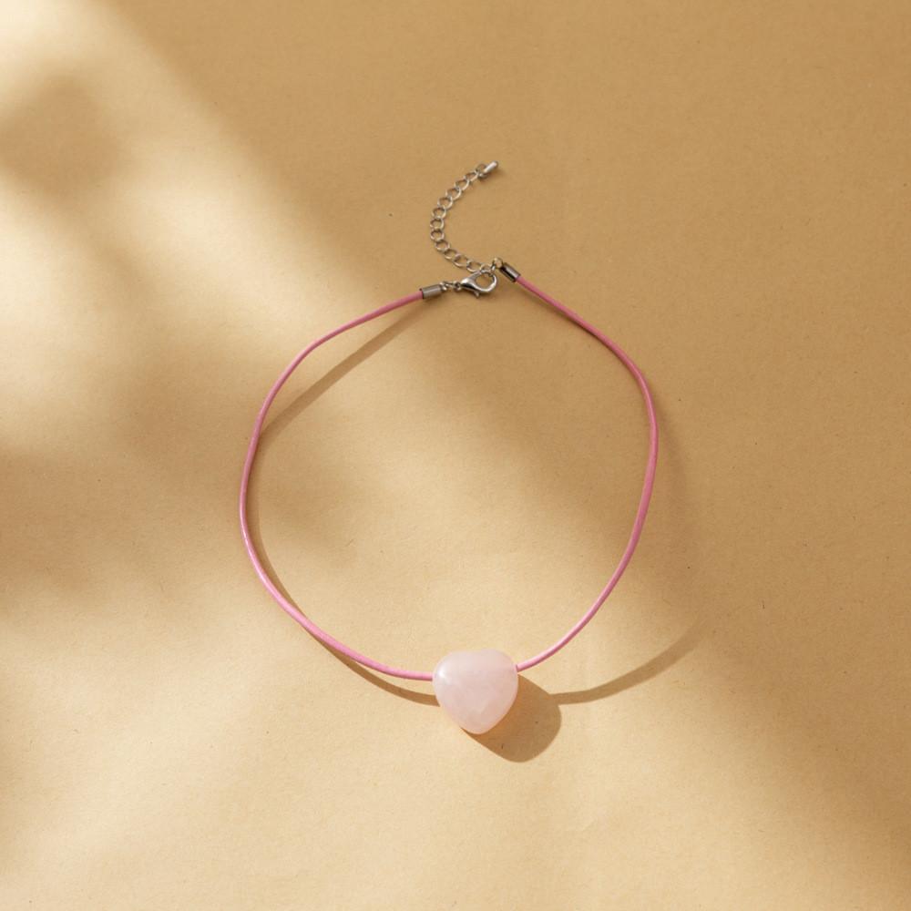 

Стильное геометрическое ожерелье с подвеской в виде сердца для женщин в элегантном черном, зеленом и розовом цветах розовый