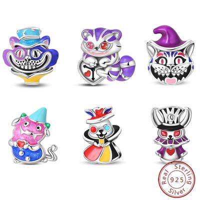 Copper Charm Beads Magic Series Luminous Purple Cat & Rabbit Beads For Diy Bracelet Jewelry Making