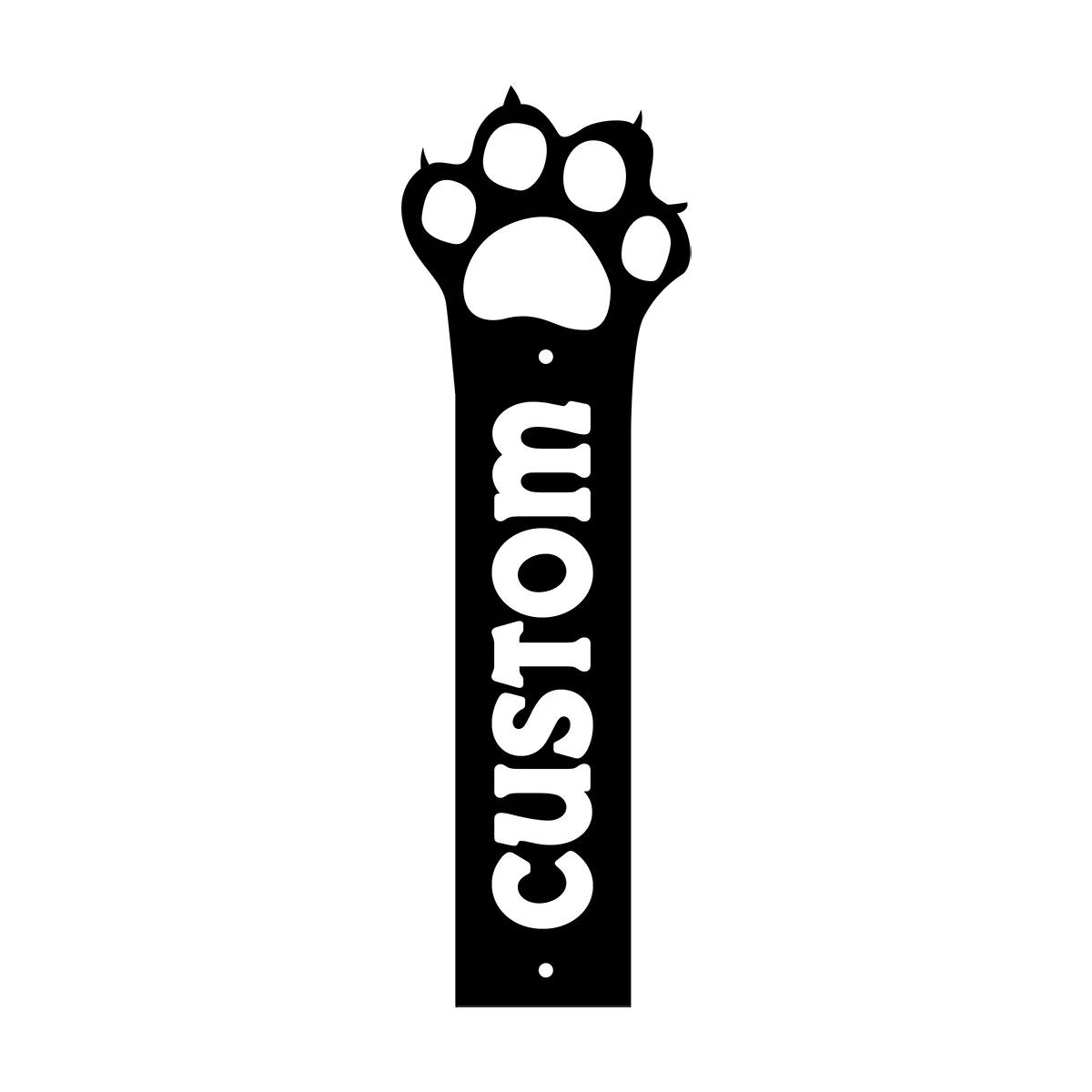 Custom Dog Paw Address Metal Sign, House Number Plaque, Garden Stake Decor чёрный