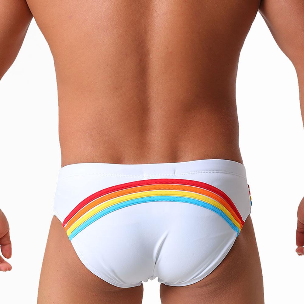 Men's Fashion Sexy Swim Brief Sexy Stripes UXH Brand Swimsuit for Men Surfing Swimwear Beach Shorts