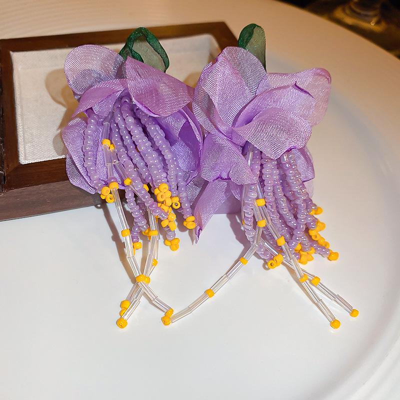 Elegant Fairy Tassel Flower Earrings - Fresh Forest Style for Women