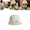 Korean Style White Bucket Hat For Women Warm And Cozy Lambswool