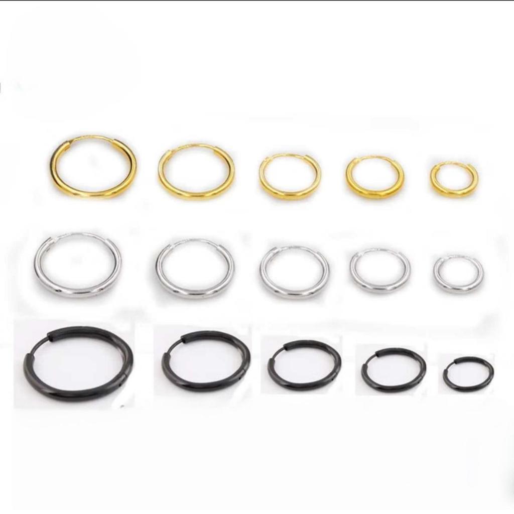 Titanium Steel Hoop Earrings - Light Luxury Style with Various Thicknesses