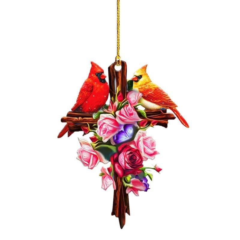 Acrylic Red Charming Bird Vehicle Hanging Decoration Fun Holiday Ornament For Car 78