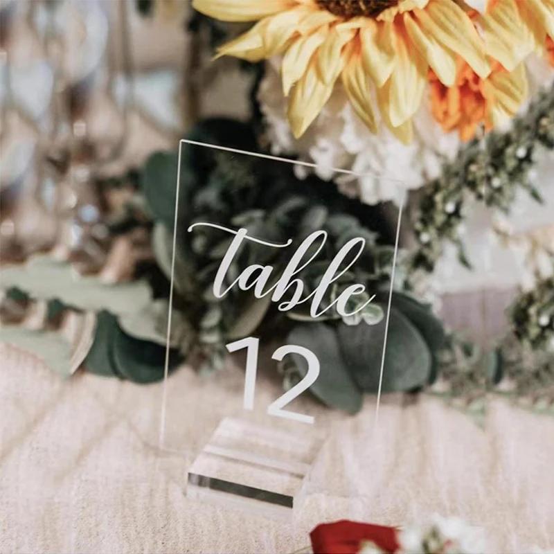 10Pcs Transparent Place Card Holder Acrylic Table Sign Holder Table Number Holders Name Card Stands for Photo Menu Display Clear