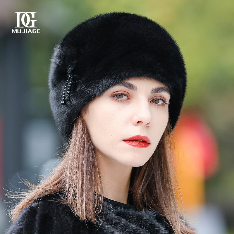 

Норковая шапка женская зимняя новая мода норковая шерсть цельная норковая мода северо-восточная норковая шапка зимняя теплая меховая шапка XL (above 60cm) чёрный