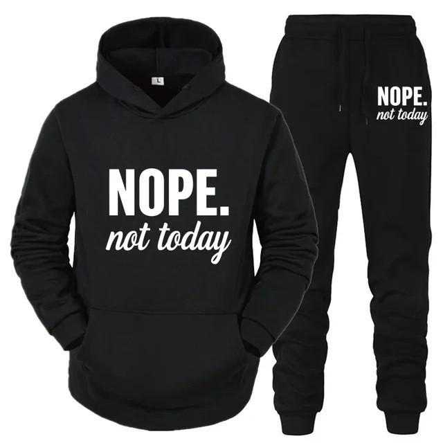 New hot sale autumn and winter NOPE letter hooded sportswear couple suit slim fashion suit S чёрный