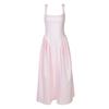 Women French Plaid Print Open Back Cami Maxi Dress Slim Fit Princess Party Dress