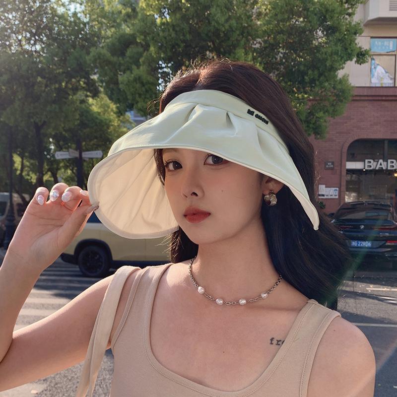 

Empty top sun hat women s summer outdoor UV protection foldable egg roll hat big brim face hat