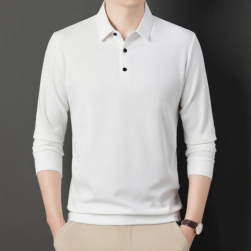 Men’s Waffle Knit Long Sleeve Polo Shirt