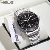 Helei H9002A-G 9002 Waterproof Stainless Steel Strap Round Clock Quartz Watches Business Gift Fashion Men's Wristwatches for Men