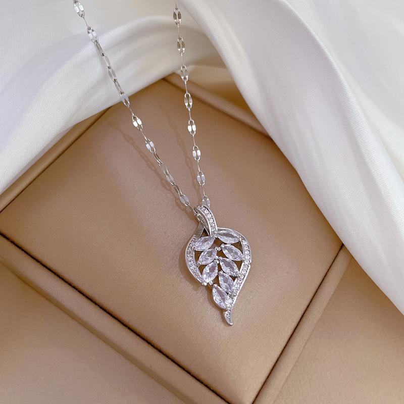 Guochao Micro-Inlaid With One Leaf To Get Rich Accessories Live Broadcast Court Style Full Of Diamonds Inlaid With Luxury Necklaces