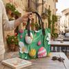  Easter Flower Print Tote Bag Casual Large Capacity Handbag for Daily Shopping Travel
