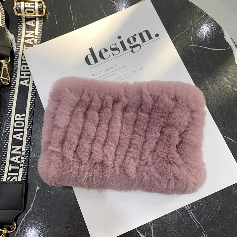 Rex Rabbit Hair Neck Cover Women's Winter Elastic Mesh Scarf Headband Versatile Real Fur Plush Headgear Children's Scarf