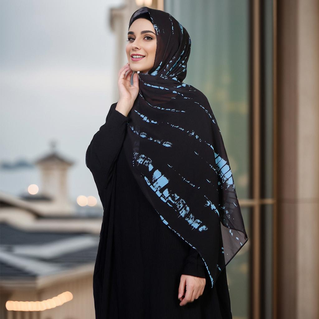 New Printed Chiffon Hijab Scarf For Women Muslim Headscarf Wraps Veils Islamic Turban Niqab Tie-dyed Headband Muslim Hijab Shawl