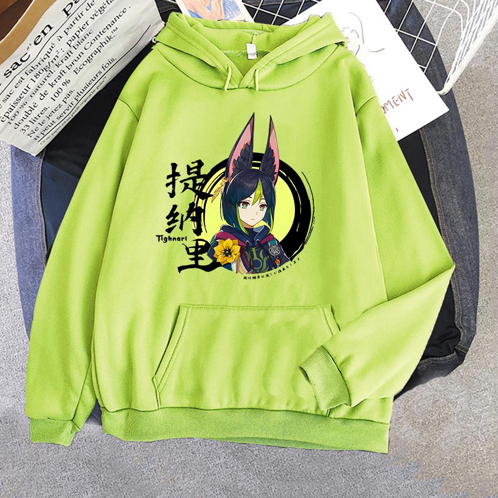 

Толстовки с принтом Tighnari Game Genshin Impact Harajuku Unisex для мужчин/женщин, эстетичные толстовки с длинным рукавом, флисовые пуловеры с капюшоном