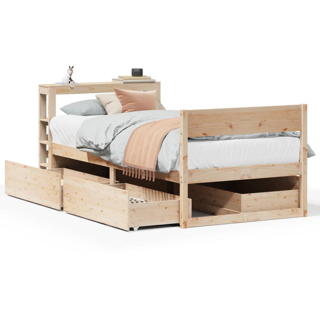 Vidaxl Bed Frame Without Mattress, 75X190 Cm, Solid Pine Wood