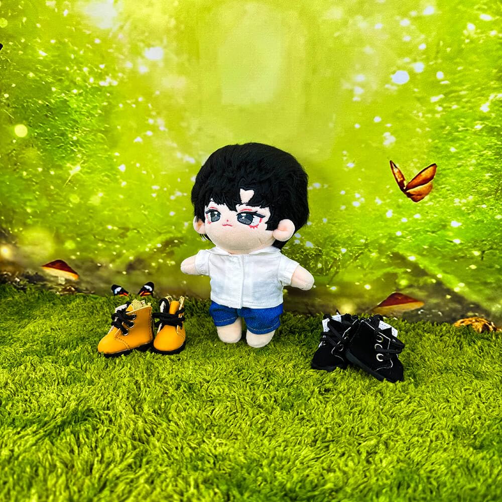 niannyyhouse 15cm Cotton Doll Shoes for Plush Toys, High-Top Martin Boots, Leather Shoes, 4.5cm Shoe Length, Interchangeable (B-black)