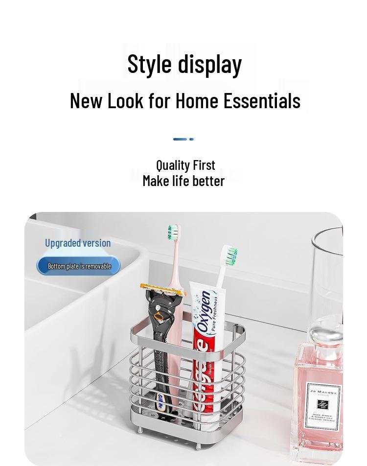 Stainless Steel Electric Toothbrush Wall Holder & Toothpaste Draining Rack