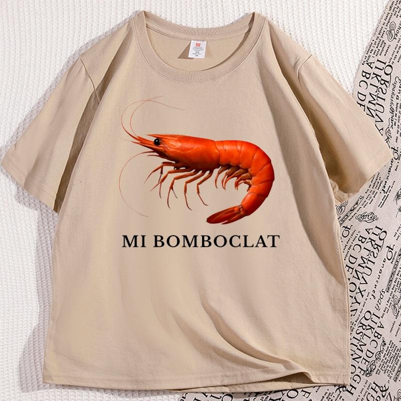 Mi Bomboclat Shrimp T Shirts Retro Short Sleeve Funny Fish Tee Fisher Silly Cotton Short Sleeve Round Neck Tshirts