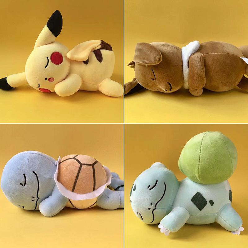 Eevee Sleep Pokemon Plush Doll Vaporeon Cubone Lucario Charmand Slowpoke Chikorita Ponyta Psyduck Sylveon Pikachu Peluche Toy