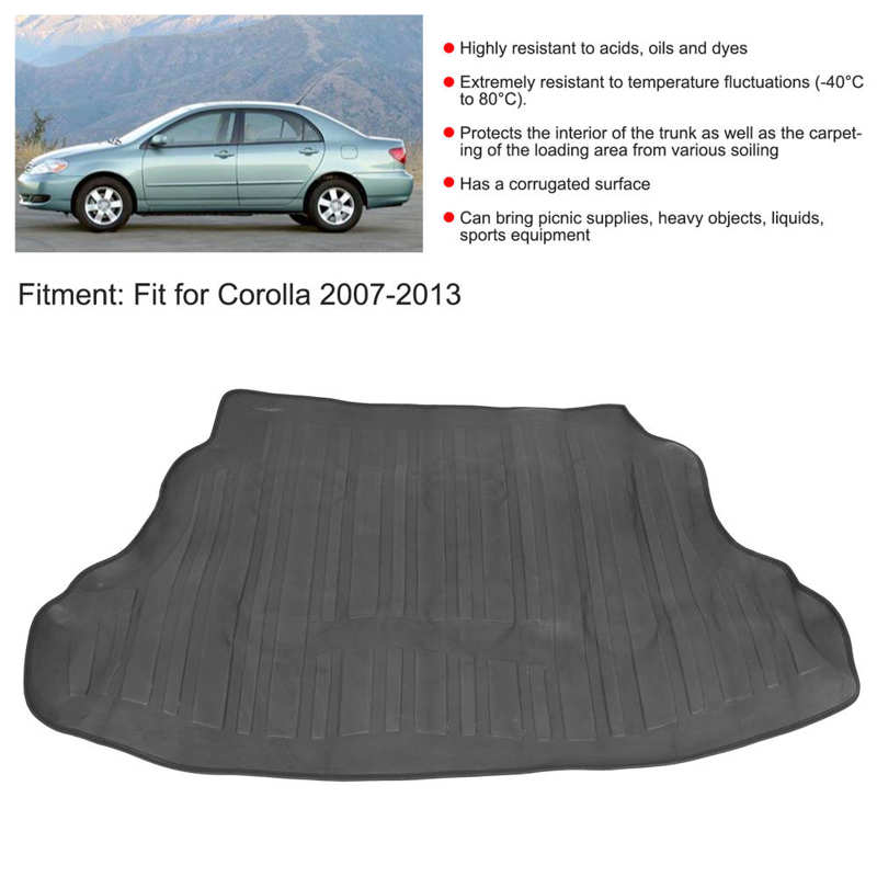 Rear Trunk Liner Boot Tray Mat Floor Cover Carpets Mat PVC Black Pad Fit for Toyota Corolla 2007-2013 Auto