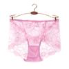 Lace Hollow Out Plus Fat Women's Mid Waist Triangle Pants Sexy Mesh Thin Breathable Cotton Underwear for Women