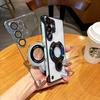 PC Frameless Magnetic Plating Stand Holder Clear Phone Case For Samsung Galaxy S25 Ultra S24 Plus S23 S22 Acrylic Back Cover
