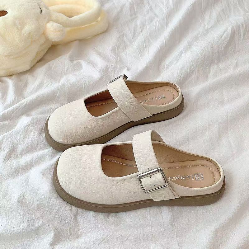 Baotou half slippers women's new outer wear with skirt sandals one pedal non-slip Mary Jane single shoes