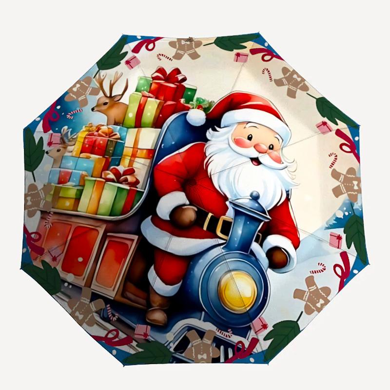 1pc Santa Claus Automatic Umbrella - 8-Rib Durable Frame, Portable Fashion Accessory & Holiday Gift yy251117168