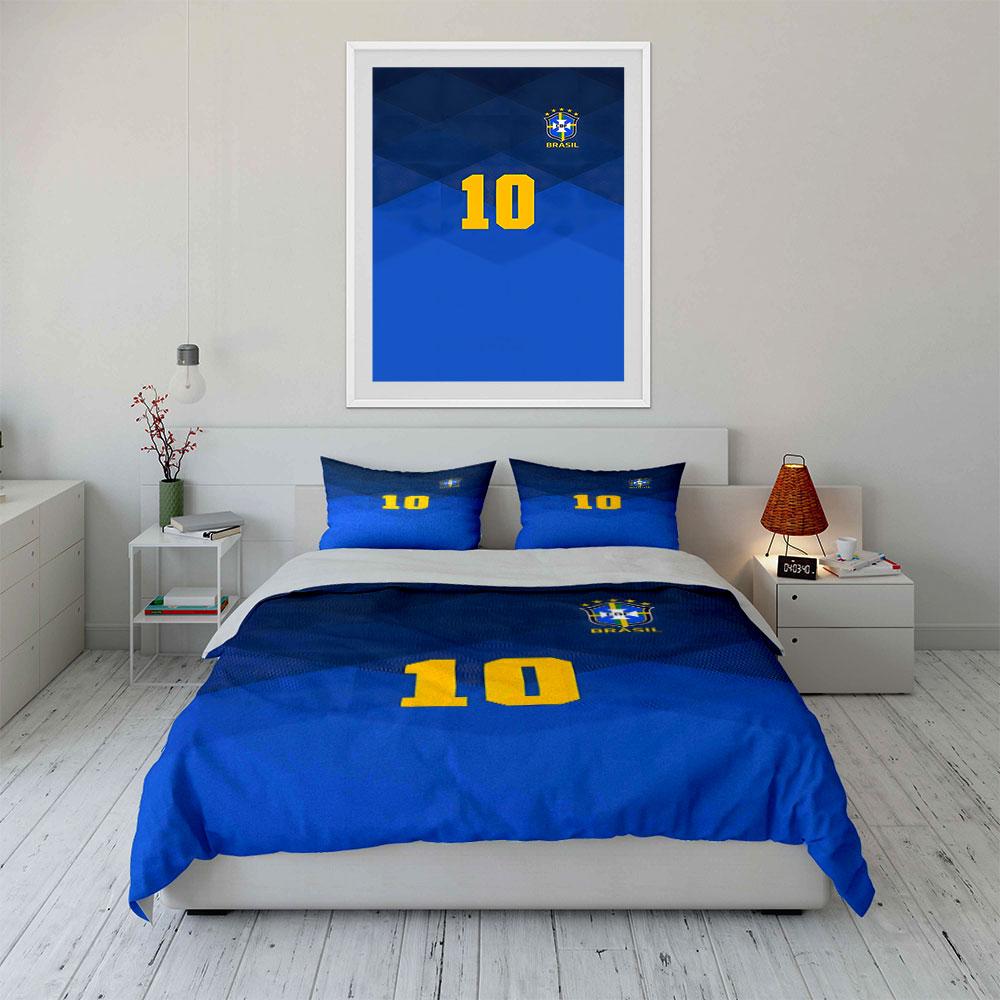 Yellow Number, Brazil Emblem. Bedding Sets Duvet Cover Sets Duvet Covers Pillowcases(1 * Duvet Cover 2 * Pillowcases, Without Duvet Insert)