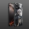 Einsamer Wolf König Muster gehärtetes Glas Handyhülle geeignet für iPhone 17 16 15 14 13 12 11Pro/Max/Plus sturzsicher und stoßfest