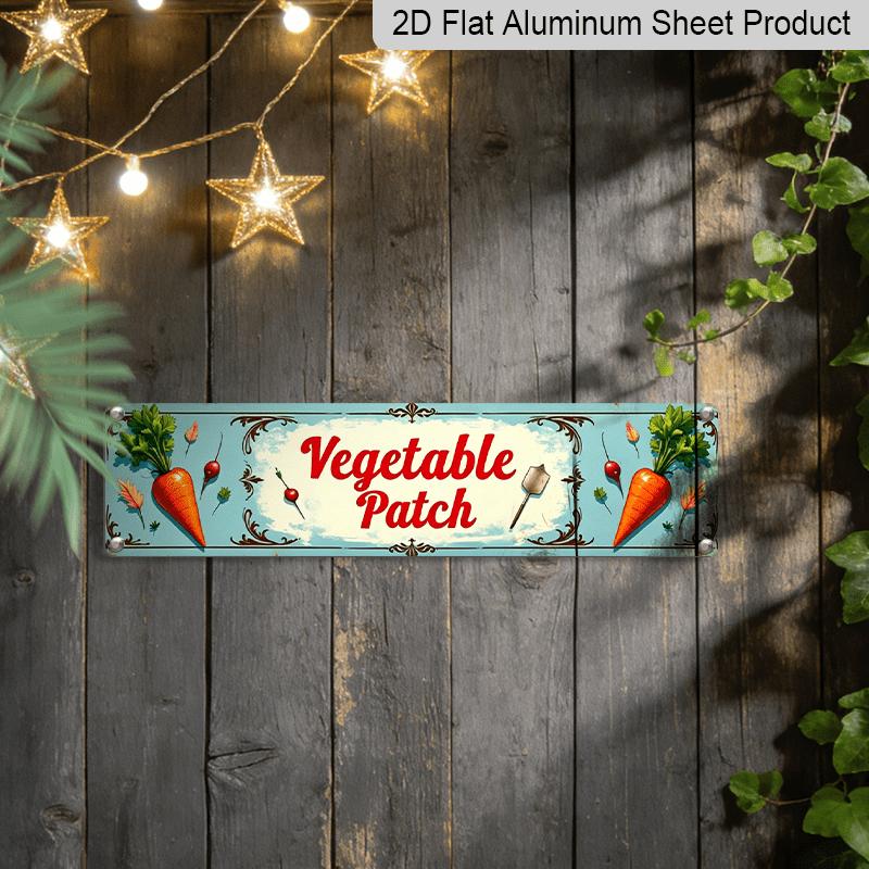 2D Flat 1pc, [Vintage Metal Sign] Rustic Metal "VEGETABLE PATCH" Sign | Vintage Garden Design Wall Art for Home, Kitchen, or Garage Decor (15.74 X