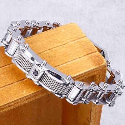 Rock And Roll 12MM 316L Stainless Steel Cast Metal Bicycle Chain Men's Bracelets For Men Boys Bikers Jewellery Accessories Gifts