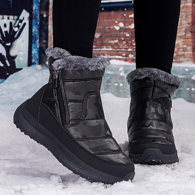 Snow Boots Womens Winter Ankle Boots Ladies Warm Fur Lined Booties Thickening Shoes Zip Flat Sneakers Outdoor Booties