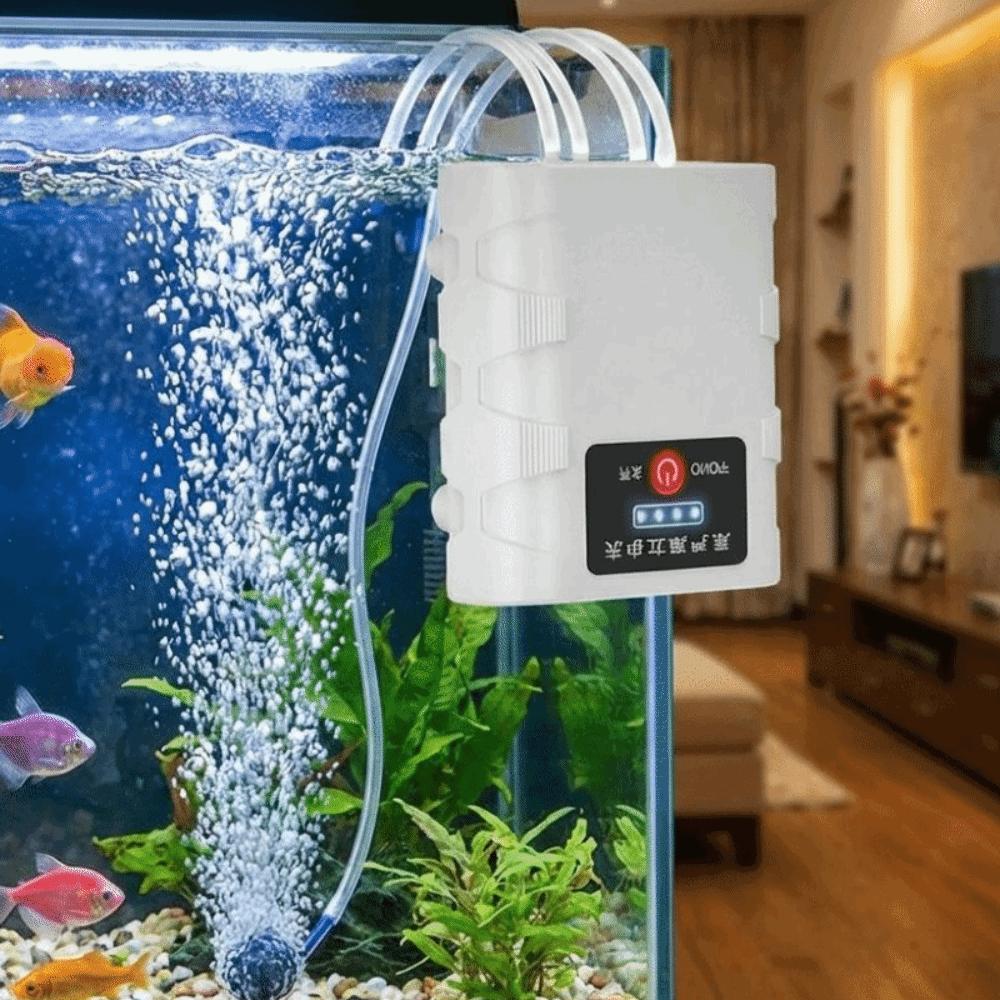USB-wiederaufladbare Aquarium-Sauerstoffpumpe Ultra leise Echtzeit-Leistungsanzeige Aquarium-Belüfter Hoher Luftstrom Energieeffizient