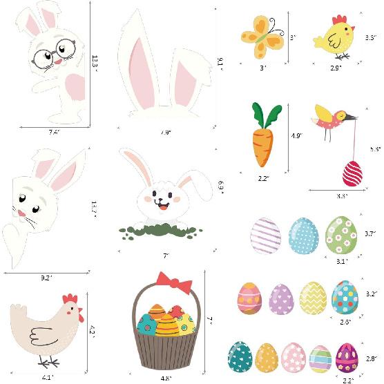 8 Sheets Easter Window Clings, Easter Window Stickers Decorations Spring Window Clings Decal