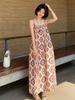 Beautiful Romantic Temperament Suspender Dress Lazy Loose Unique Niche Seaside Vacation Floral Dress Women's Spring and Summer