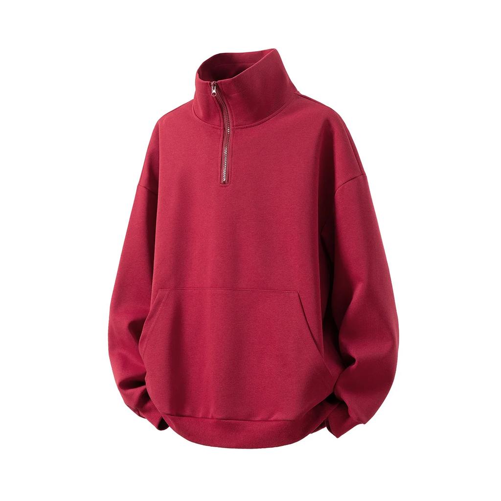 2026 Spring Men Stand Collar Hoodies Men Korean Fashion Pullover Man Loose Jacket Man Streetwear Soild Color Sweatshirt