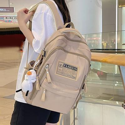 Large Capacity Solid Color Backpack Female Versatile Junior High School High School Student Schoolbag Male College Student Backpack