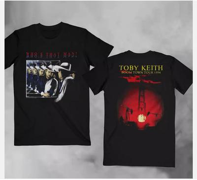 Maglietta Unisex Cotone Nero Taglia Unica Toby Keith Boom Town Tour Vintage 1995