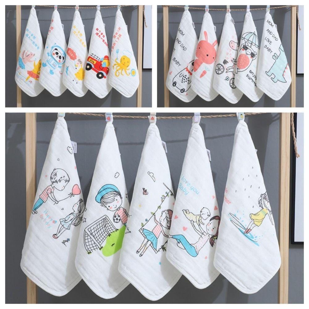 5PCS Face Wipes Baby Gauze Towels Super Soft Cartoon Infan Washcloth  Newborn Children