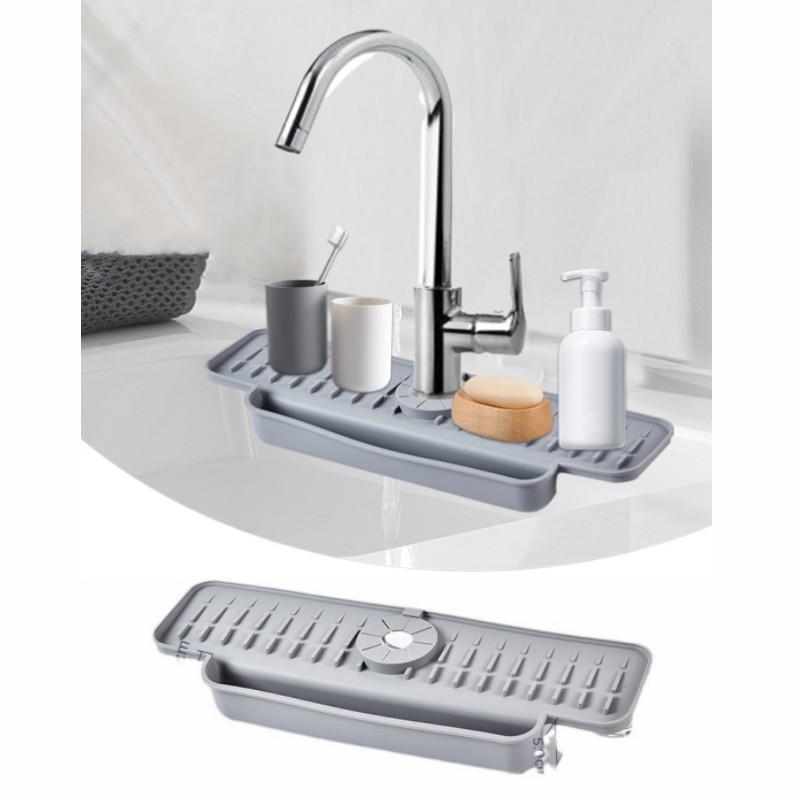 

Улучщенный брызговик для кухонной раковины, силиконовый коврик для слива воды с крана для зоны кухонной раковины, сохраняет вашу столешницу сухой серый