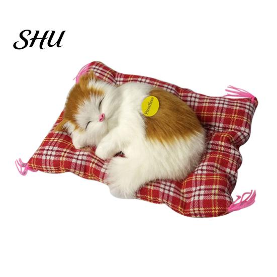 Sleeping Cats Plush Stuffed Toy Press Simulation Sound Animal Cute Doll Kids Gift