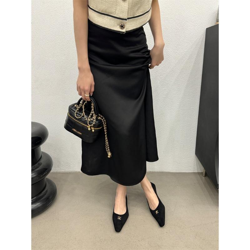 2024 Spring New Metal Buckle Suede Solid Color Versatile Pointed Flat Sole Single Shoes Light Mouth Flat Heel Soft Sole Women's Shoes