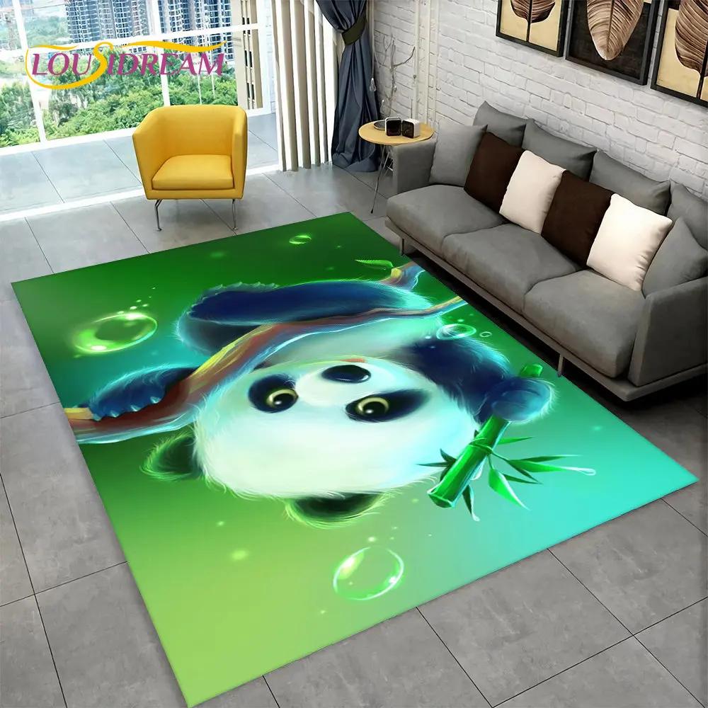 Dywan z motywem zwierząt z kreskówek Panda, dywanik do salonu, sypialni dziecięcej, sofy, wycieraczki, kuchni, antypoślizgowa mata podłogowa