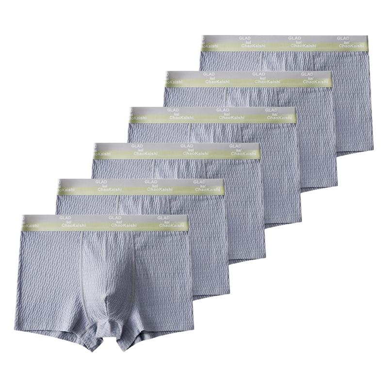 6Pcs Men's Boxer Briefs Teenager Underwear Breathable U Convex Underpants Comfortable Thin Underpants L XL XXL 3XL 4XL