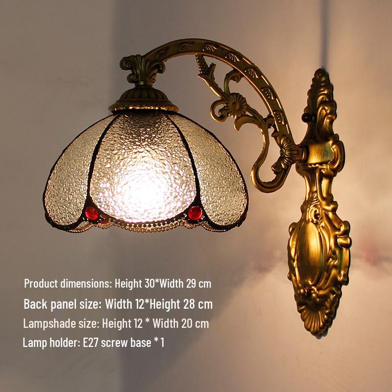 Retro European Tiffany-Style Wall Lamp for Bedroom, Hallway, or Bathroom Mirror